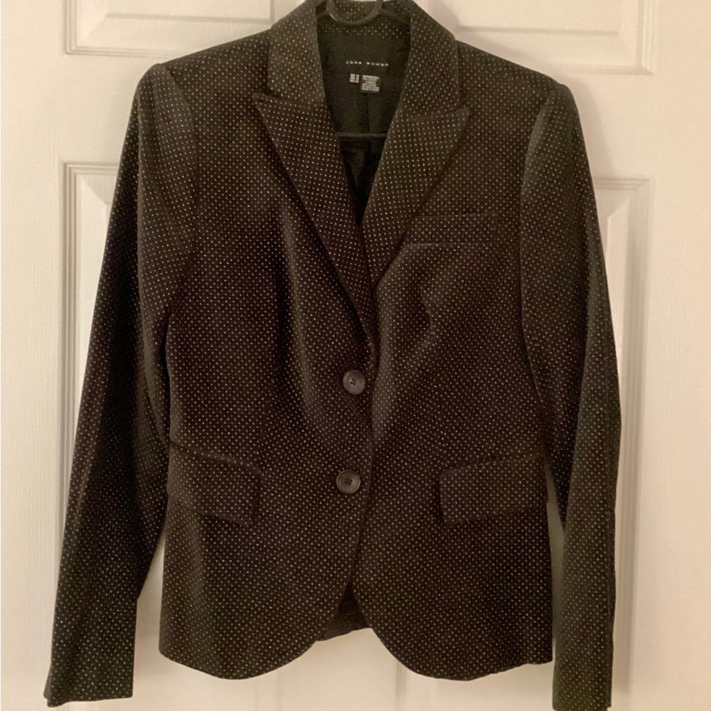 Zara pindot velvet Tailored Blazer with Notched Lapels